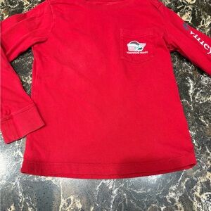Kids Vineyard Vines Long Sleeve Red Christmas Tshirt size 5
